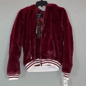 NWT Burgundy 26 International Fuzzy Puffer Jacket